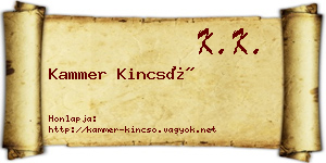Kammer Kincső névjegykártya