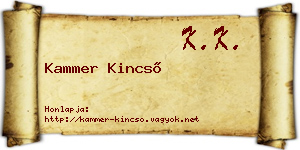 Kammer Kincső névjegykártya